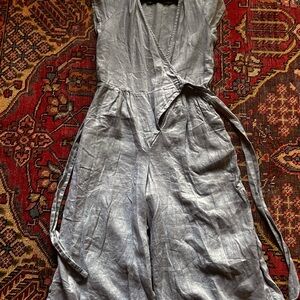 notPERFECTLINEN light blue Linen Jumpsuit